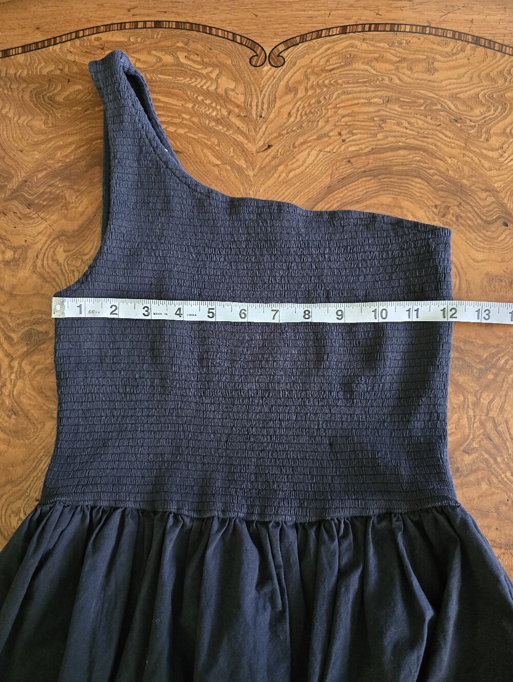 Nation LTD One Shoulder Smocked Pima Cotton Midi Dress Black Womens Size XS - Picture 7 of 8